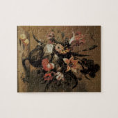 ヴィンテージバロック、フローラ静物花瓶 ジグソーパズル (横)