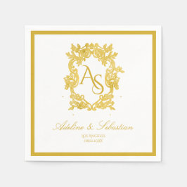 ヴィンテージバロック・モノグラム結婚・クレストのセルビア人 スタンダードカクテルナプキン