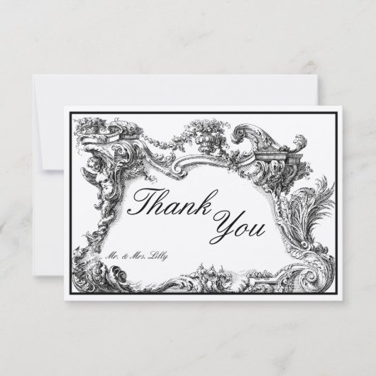 ヴィンテージバロック・ロココフローラ縁ど株 サンキューカード (正面)