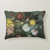 ヴィンテージバロック、花束のガラス花瓶 アクセントクッション (正面)