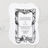 ヴィンテージバロックRococoフレームとハート 招待状 (正面/裏面)