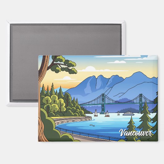 ヴィンテージバンクーバースタンレーパークカナダトラベル マグネット (正面/裏面)