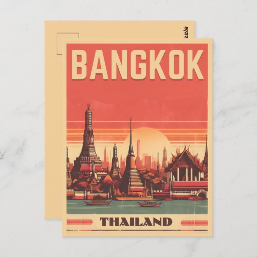 ヴィンテージバンコクシティスカイラインタイ旅行ギフト ポストカード (正面/裏面)