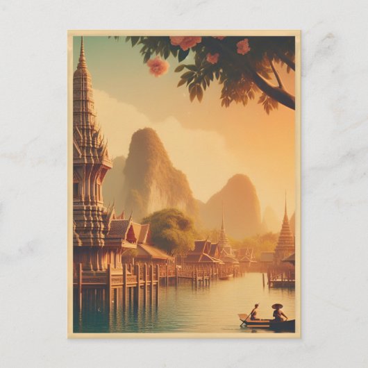 ヴィンテージバンコクシティスカイラインタイ旅行ギフト ポストカード (正面)