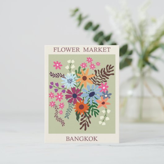 ヴィンテージバンコクタイフラワーマーケットトラベル ポストカード (スタンド正面)