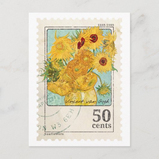 ヴィンテージバンゴッホ郵便切手はがき ポストカード (正面)