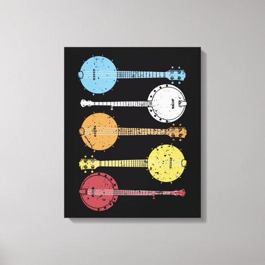 ヴィンテージバンジョギフトカントリー音楽ブルーグラスバンジョー キャンバスプリント (正面)