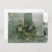 ヴィンテージバンジョーとナンタケットのフィドル・プレイヤー ポストカード (正面/裏面)