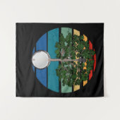 ヴィンテージバンジョーレトロカントリー音楽ギフトブルーグラス タペストリー (正面(横))