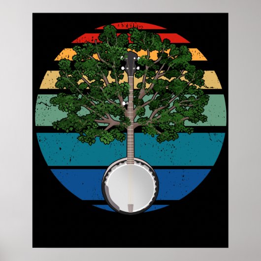 ヴィンテージバンジョーレトロカントリー音楽ギフトブルーグラス ポスター (正面)