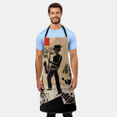 ヴィンテージバンドのポスター:クールデザイン エプロン (着用した状態)