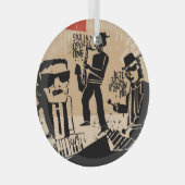 ヴィンテージバンドのポスター：クールデザイン ガラスオーナメント (正面右)