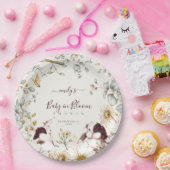 ヴィンテージバンニーベビーイン開花葉クリーム ペーパープレート (パーティー)