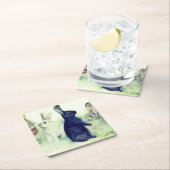 ヴィンテージバンニー、ハッピーイースター スクエアペーパーコースター (インサイチュ)