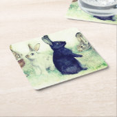 ヴィンテージバンニー、ハッピーイースター スクエアペーパーコースター (アングル)