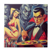 ヴィンテージバンパイアとピン留め タイル (正面)