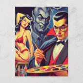 ヴィンテージバンパイアとピン留め ポストカード (正面)