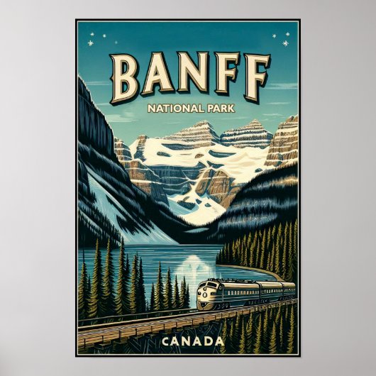 ヴィンテージバンフ国立公園カナダ旅行ポスター ポスター (正面)