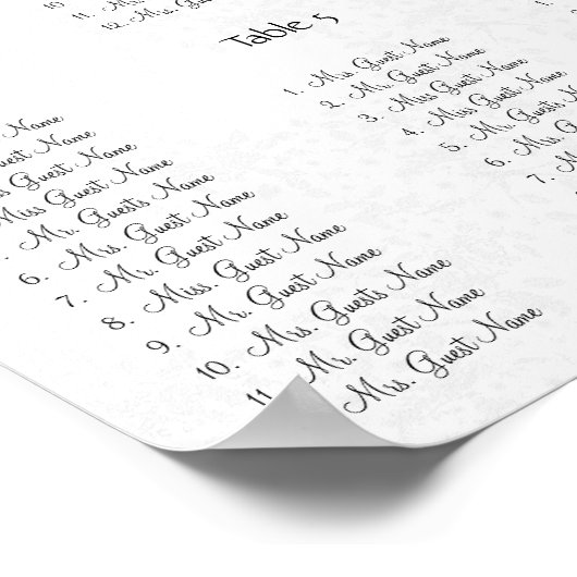 ヴィンテージバーガンディティール（緑がかった色）座席表12表 ポスター (角)