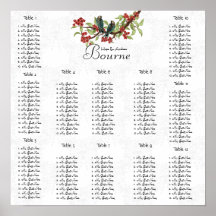 ヴィンテージバーガンディティール（緑がかった色）座席表12表