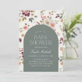 ヴィンテージバーガンディフローラベビーシャワー 招待状 (スタンド正面)