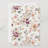 ヴィンテージバーガンディフローラベビーシャワー 招待状 (裏面)