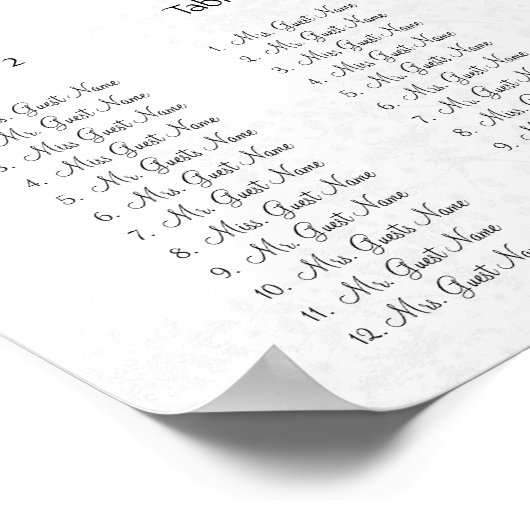 ヴィンテージバーガンディーピンクのシーティングチャート12表 ポスター (角)