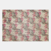 ヴィンテージバーギンディービー花ミックスとマッチ ラッピングペーパーシート (正面3)