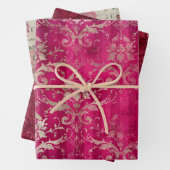 ヴィンテージバーギンディービー花ミックスとマッチ ラッピングペーパーシート (インサイチュ)