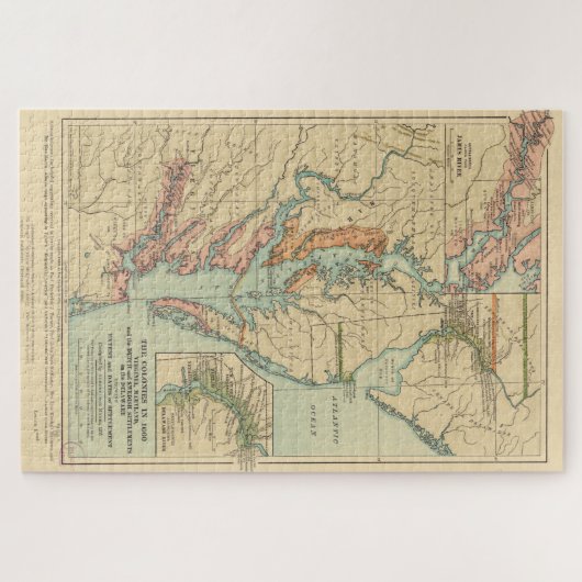 ヴィンテージバージニアとメリーランドのコロニーマップ(1905年) ジグソーパズル (横)