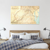 ヴィンテージバージニアの地図(1863) キャンバスプリント (インサイチュ (寝室))