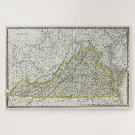 ヴィンテージバージニアの地図(1889) ジグソーパズル (横)