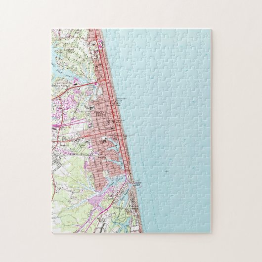 ヴィンテージバージニアビーチの地図(1965) 2 ジグソーパズル (縦)