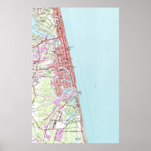 ヴィンテージバージニアビーチの地図(1965) 2 ポスター (正面)