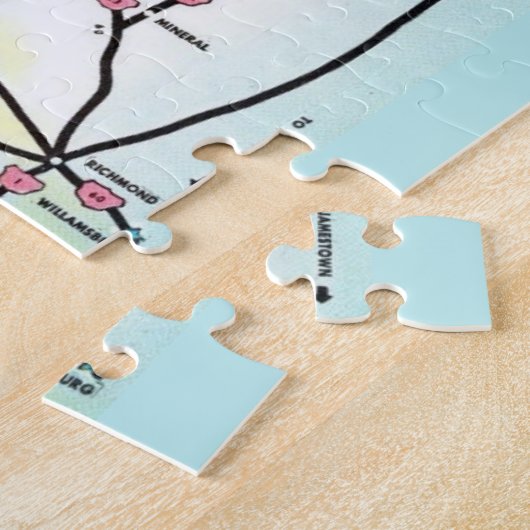 ヴィンテージバージニアポストカードマップ ジグソーパズル (側面)