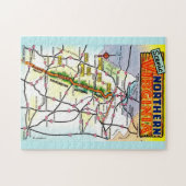 ヴィンテージバージニアポストカードマップ ジグソーパズル (横)