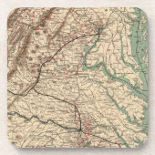 ヴィンテージバージニア南北戦争バトルフィールドマップ， 1895 コースター (正面)