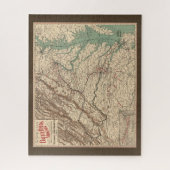 ヴィンテージバージニア南北戦争バトルフィールドマップ， 1895 ジグソーパズル (縦)