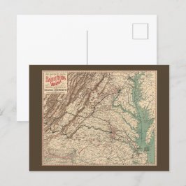 ヴィンテージバージニア南北戦争バトルフィールドマップ， 1895 ポストカード