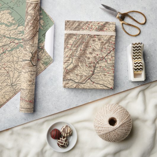 ヴィンテージバージニア南北戦争バトルフィールドマップ, 1895 ラッピングペーパー (クラフト)