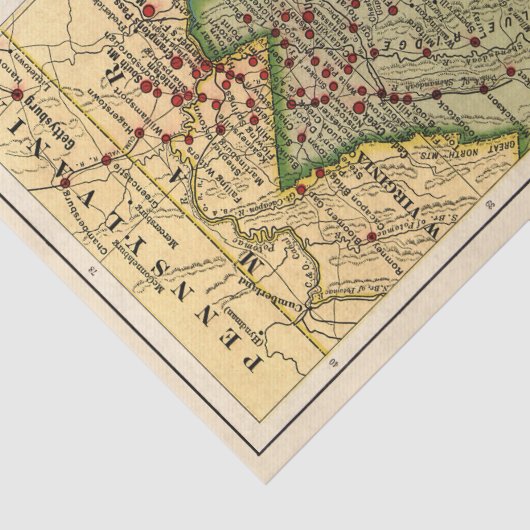 ヴィンテージバージニア南北戦争バトル地図の切り離し 薄葉紙 (詳細)
