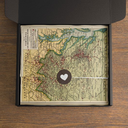 ヴィンテージバージニア南北戦争バトル地図の切り離し 薄葉紙