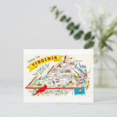 ヴィンテージバージニア地図はがき ポストカード (スタンド正面)