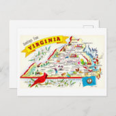 ヴィンテージバージニア地図はがき ポストカード (正面/裏面)