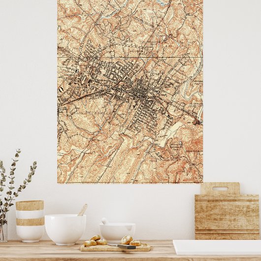 ヴィンテージバージニア州シャーロテビルの地図(1960年) ポスター (キッチン)