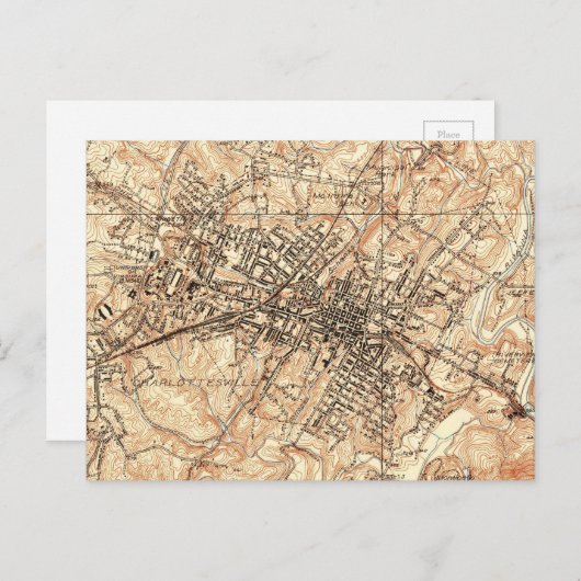 ヴィンテージバージニア州シャーロテビルの地図(1960年) ポストカード (正面/裏面)