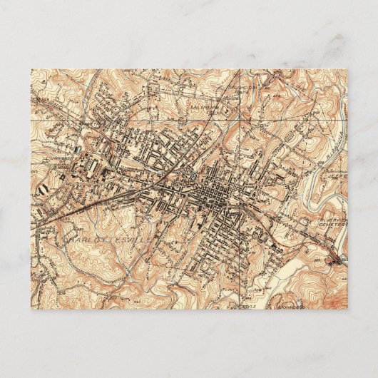 ヴィンテージバージニア州シャーロテビルの地図（1960年） ポストカード (正面)