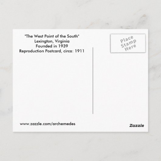 ヴィンテージバージニア軍隊研究所 ポストカード (裏面)