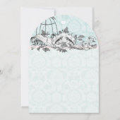 ヴィンテージバーズアクアブルーミュージカルスクロール 招待状 (正面)