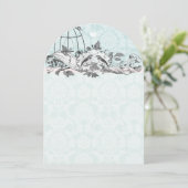 ヴィンテージバーズアクアブルーミュージカルスクロール 招待状 (スタンド正面)